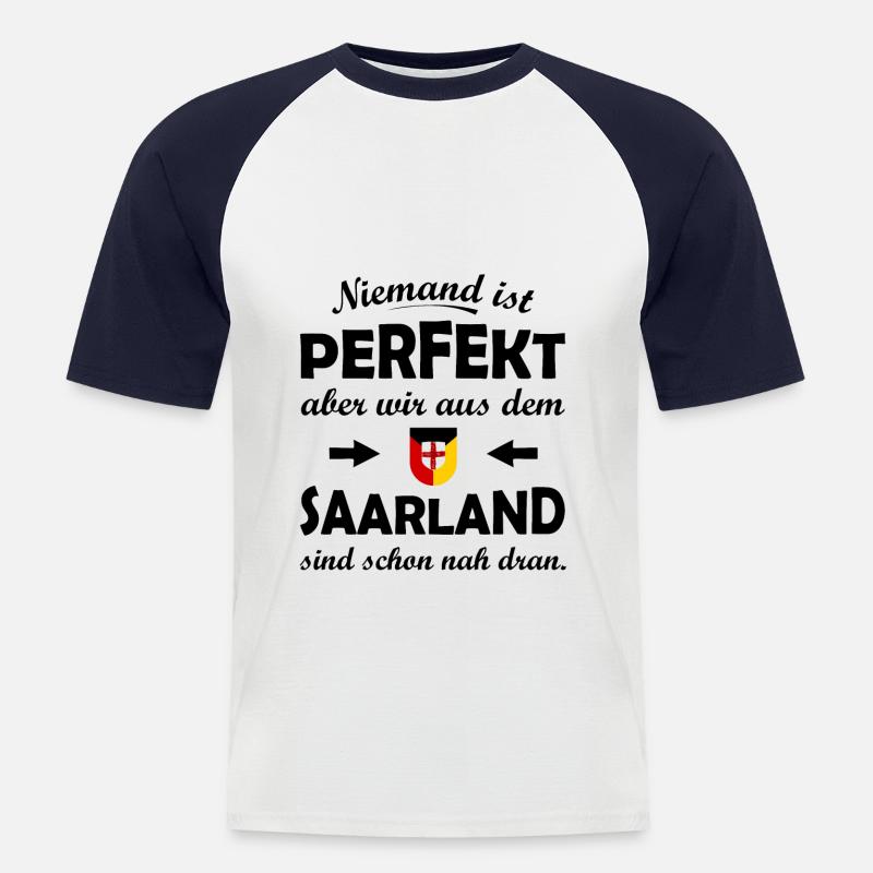 Der Saarländer - Männer Baseball-T-Shirt - Weiß/Navy