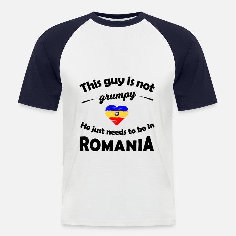 Romania - Maglia da baseball a manica corta da uomo - bianco/navy