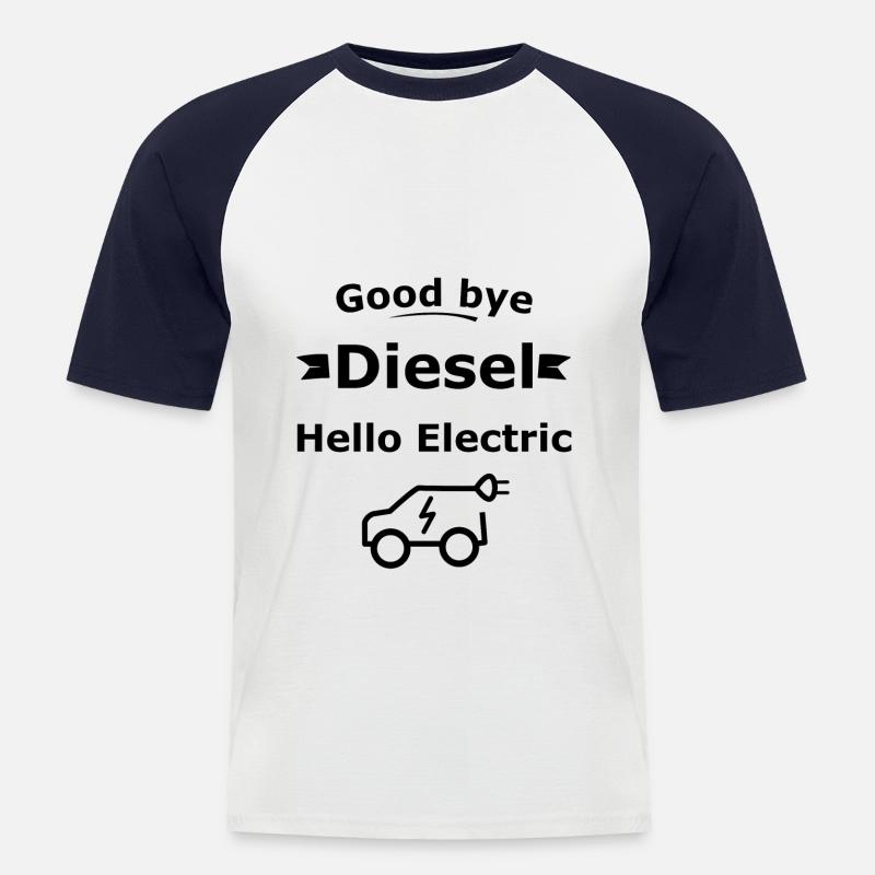 Hallo Elektroauto - Männer Baseball-T-Shirt - Weiß/Navy