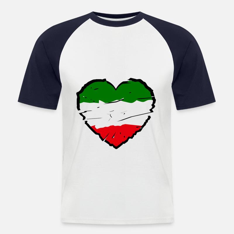 Herz von Italien - Männer Baseball-T-Shirt - Weiß/Navy