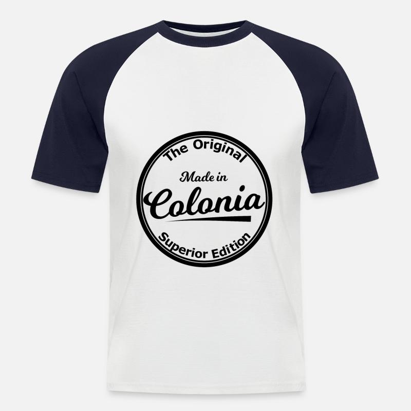Geboren in Köln - Männer Baseball-T-Shirt - Weiß/Navy