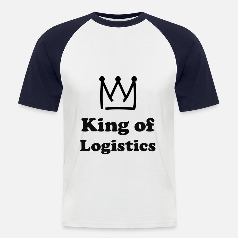 Der König der Logistik - Männer Baseball-T-Shirt - Weiß/Navy