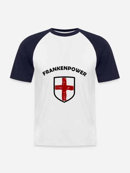 Frankenpower - Männer Baseball-T-Shirt - Weiß/Navy