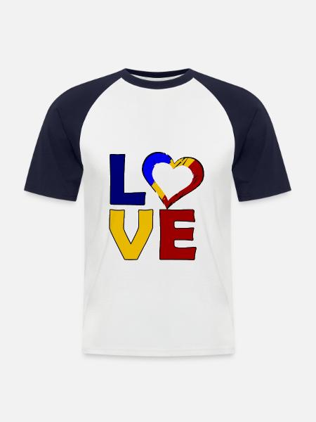 Romania Love - Men's Baseball T-Shirt - white/navy
