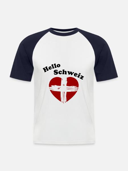 Auswanderer Schweiz - Männer Baseball-T-Shirt - Weiß/Navy