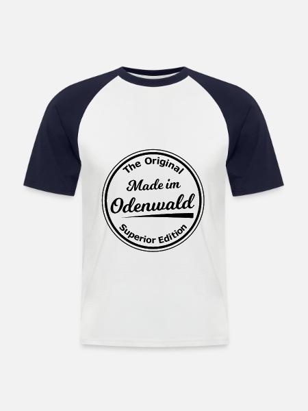 Die Odenwälder - Männer Baseball-T-Shirt - Weiß/Navy