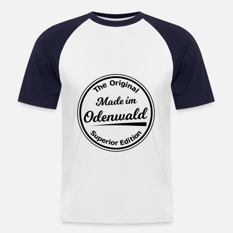 Die Odenwälder - Männer Baseball-T-Shirt - Weiß/Navy