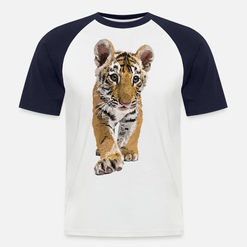 bengalischer Tiger - Männer Baseball-T-Shirt - Weiß/Navy