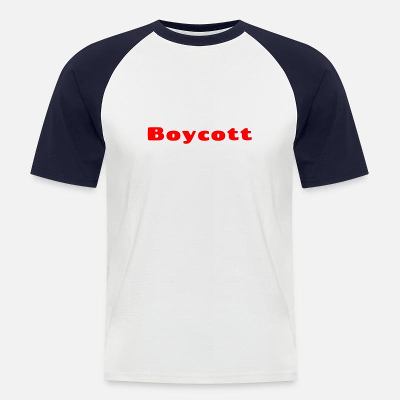 Roter Boykott - Männer Baseball-T-Shirt - Weiß/Navy
