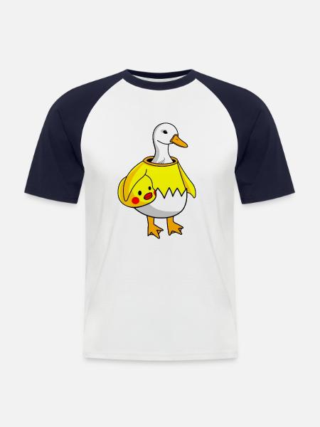 Gans im Entenkostüm - Männer Baseball-T-Shirt - Weiß/Navy