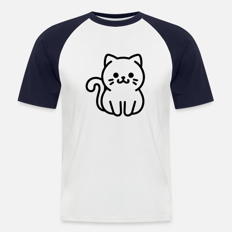 Katze - Männer Baseball-T-Shirt - Weiß/Navy