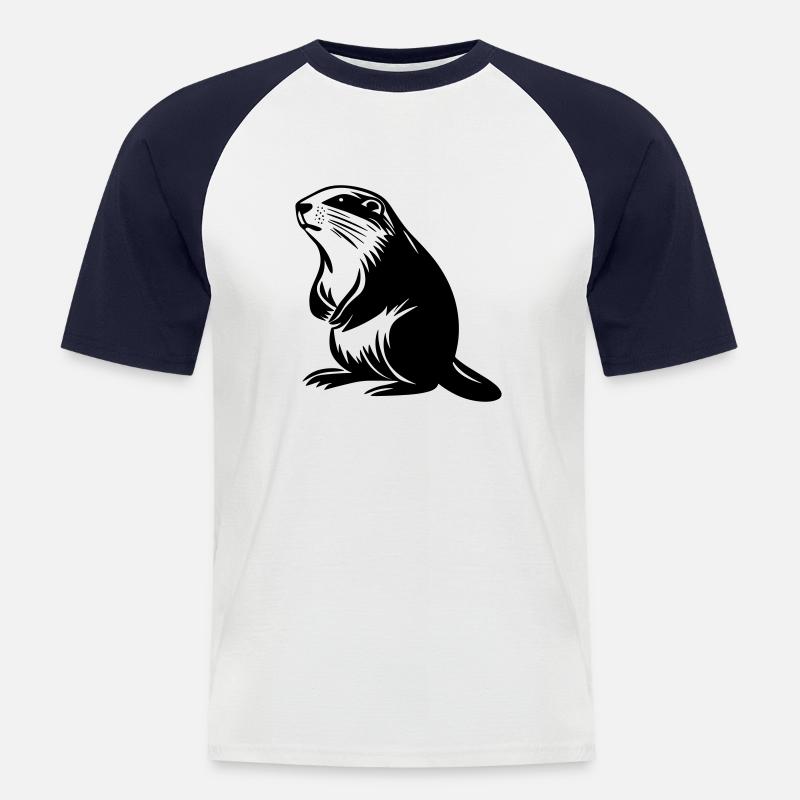 Murmeltier - Männer Baseball-T-Shirt - Weiß/Navy
