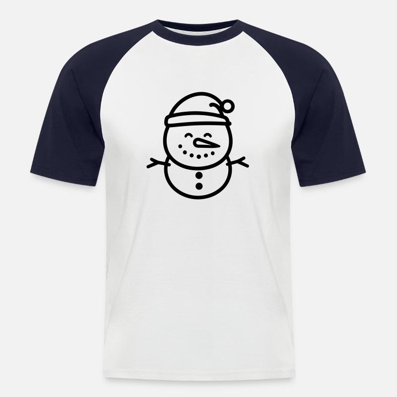 Schneemann - Männer Baseball-T-Shirt - Weiß/Navy