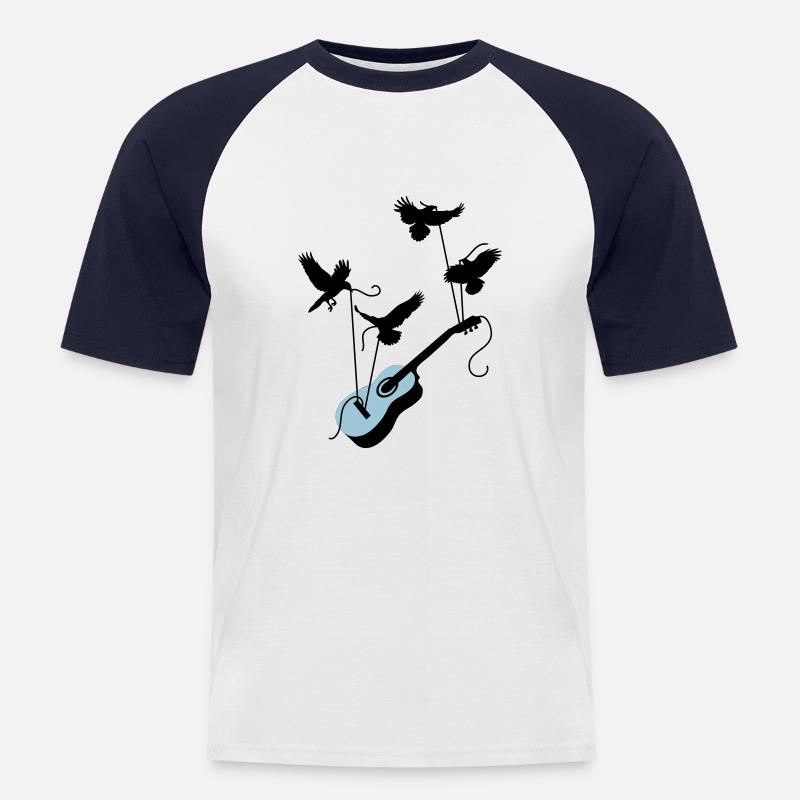 Vögel mit Gitarre - Männer Baseball-T-Shirt - Weiß/Navy