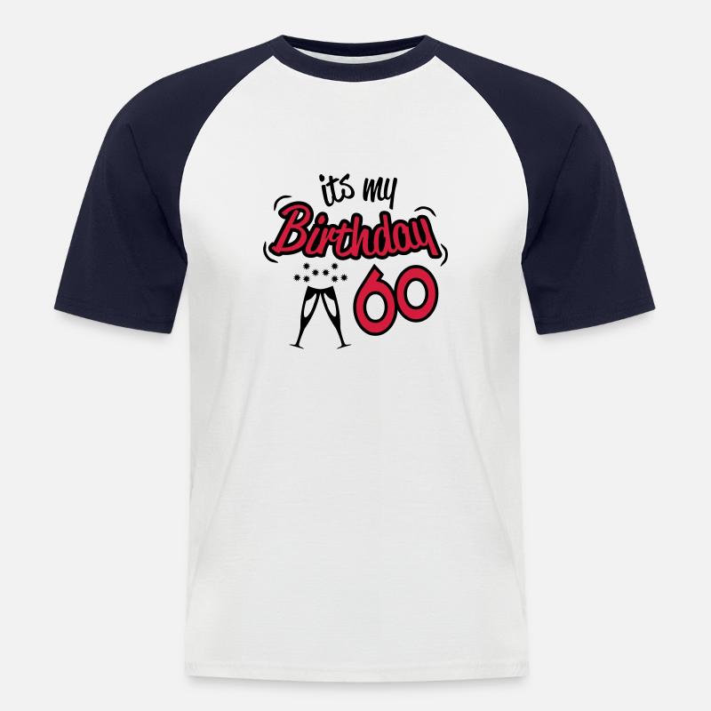 birthday_60 - Männer Baseball-T-Shirt - Weiß/Navy