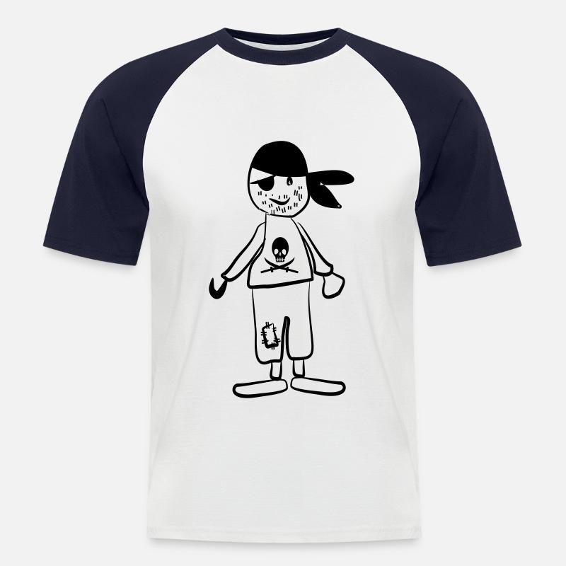 Pirat - Männer Baseball-T-Shirt - Weiß/Navy
