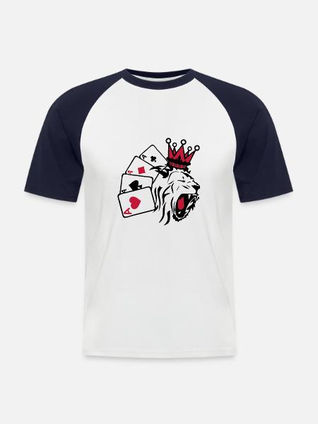 king king poker lion1 - Men's Baseball T-Shirt - white/navy