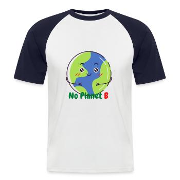 No Planet B - T-shirt baseball manches courtes Homme - blanc/marine - Devant - Nik (191cm)