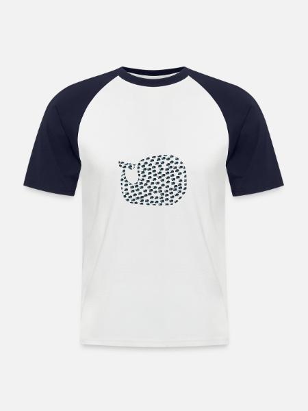 Small whales - Men's Baseball T-Shirt - white/navy