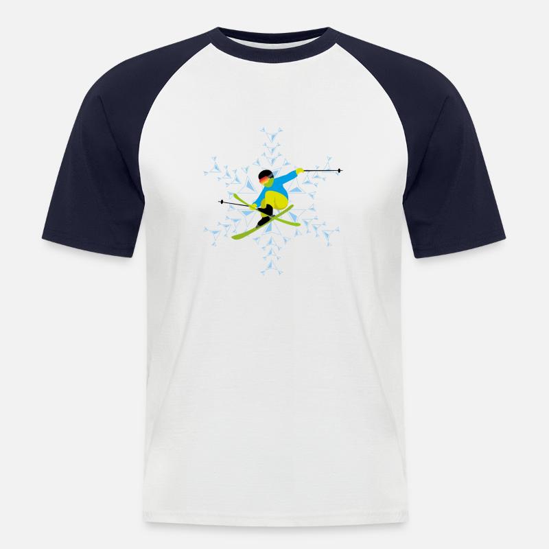 ski freestyle hell - Männer Baseball-T-Shirt - Weiß/Navy