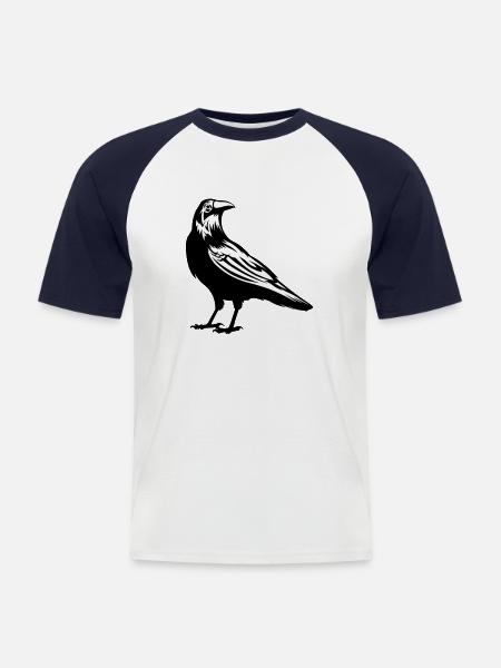 Raven - crow - Men's Baseball T-Shirt - white/navy