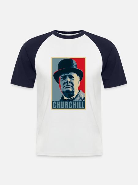 Churchill - Männer Baseball-T-Shirt - Weiß/Navy