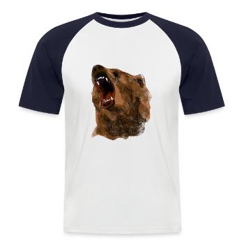 Bär - Männer Baseball-T-Shirt - Weiß/Navy - Vorne - Nik (191cm)