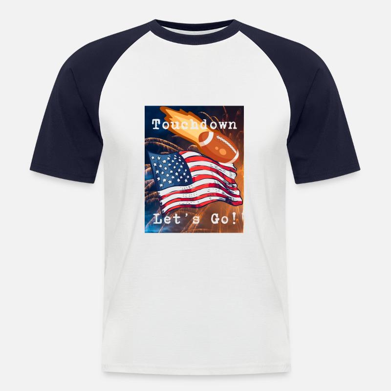 Touchdown - Let's Go! - Männer Baseball-T-Shirt - Weiß/Navy