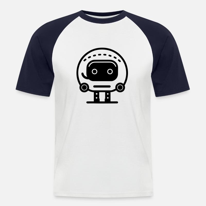 Kleiner Roboter - Männer Baseball-T-Shirt - Weiß/Navy