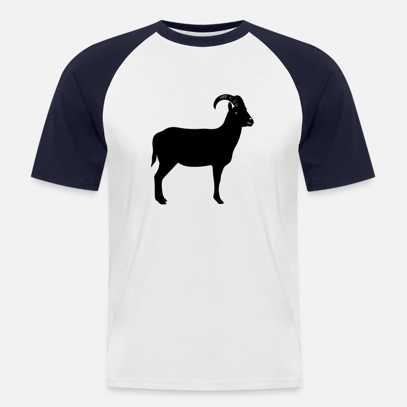 Ziege - Männer Baseball-T-Shirt - Weiß/Navy