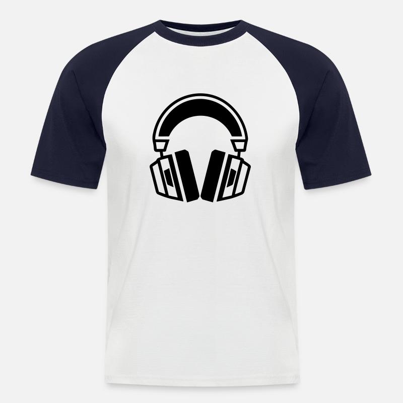 Gaming-Headset - Männer Baseball-T-Shirt - Weiß/Navy
