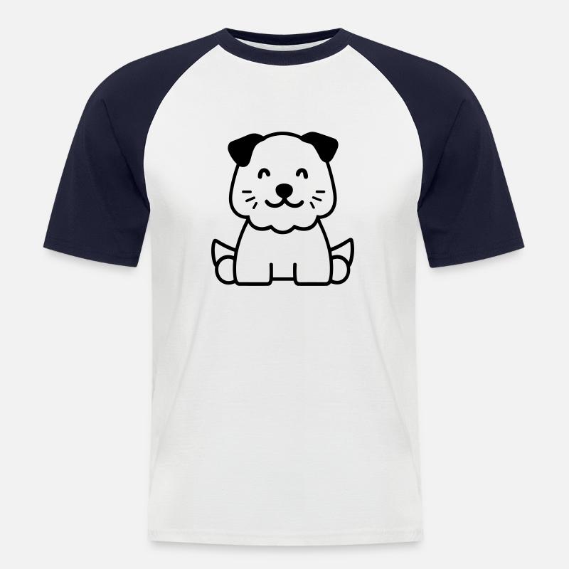 Hund - Männer Baseball-T-Shirt - Weiß/Navy