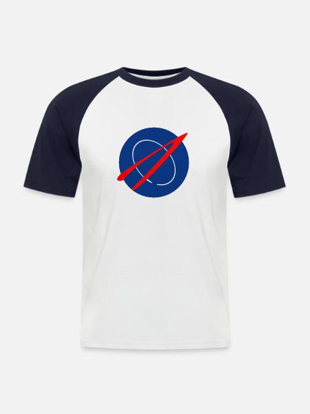 Patch spatial - T-shirt baseball manches courtes Homme - blanc/marine