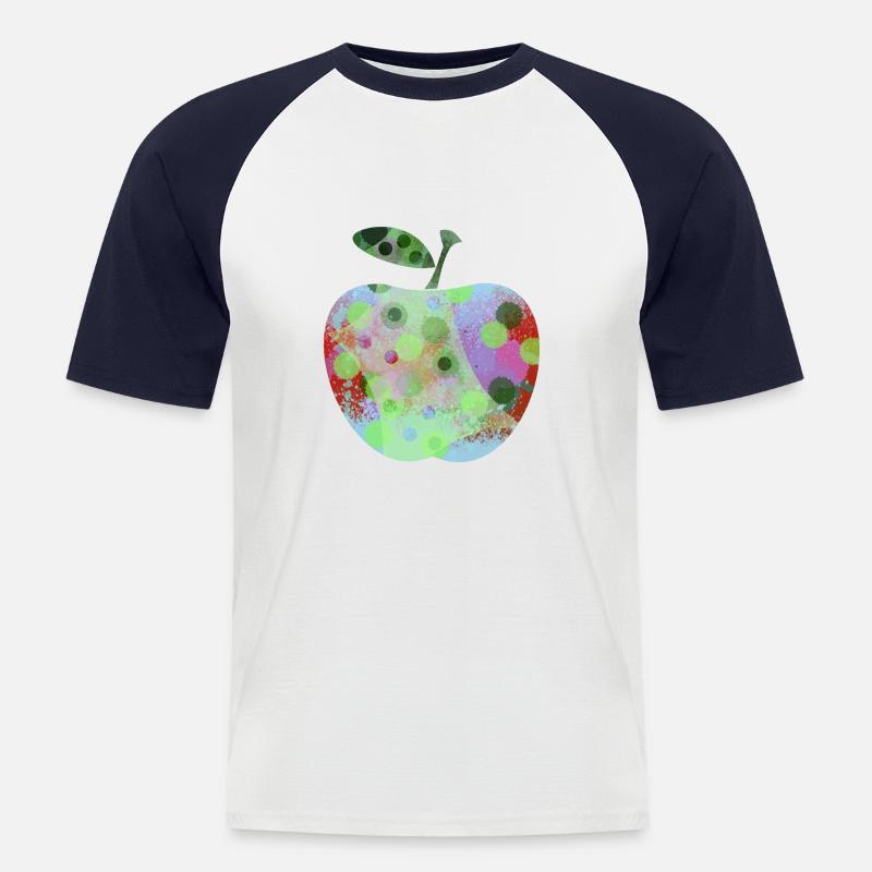Mela colorata con macchie - Maglia da baseball a manica corta da uomo - bianco/navy