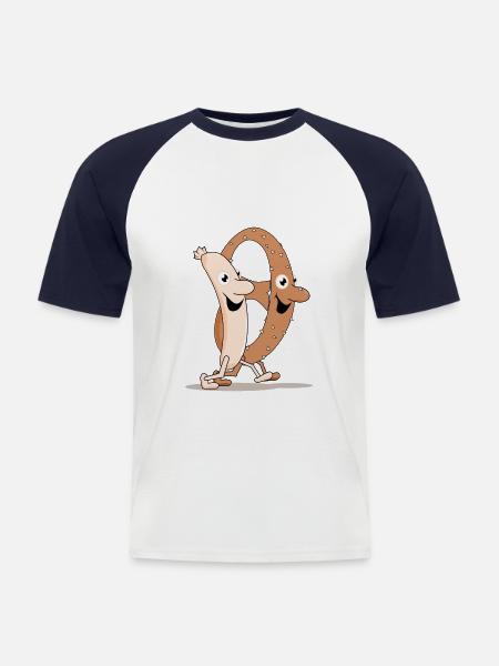 brezn und weisswurscht - Männer Baseball-T-Shirt - Weiß/Navy