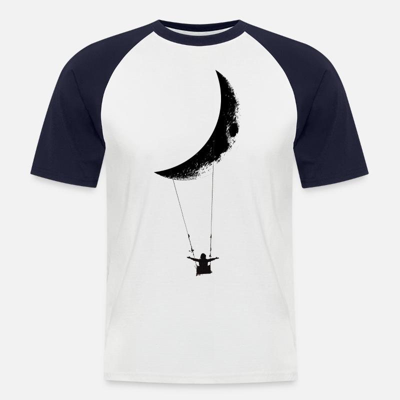 Moon swing - Männer Baseball-T-Shirt - Weiß/Navy