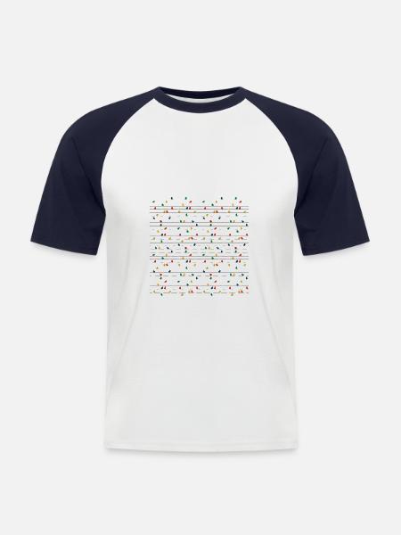 vogel an der Stromleitung - Männer Baseball-T-Shirt - Weiß/Navy