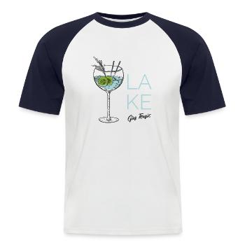 Lakeside LakeTonic - Männer Baseball-T-Shirt - Weiß/Navy - Vorne - Nik (191cm)