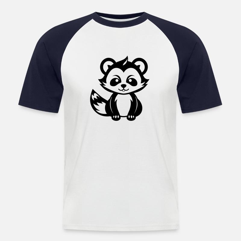 Kleiner Panda - Männer Baseball-T-Shirt - Weiß/Navy