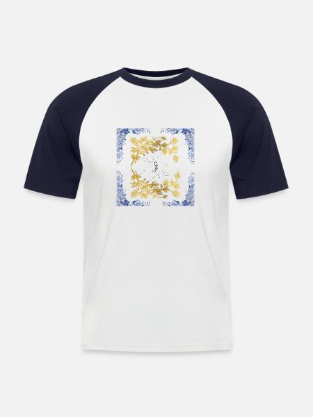 Fleur - T-shirt baseball manches courtes Homme - blanc/marine