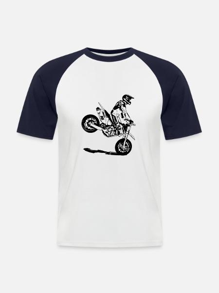 Supermoto - Männer Baseball-T-Shirt - Weiß/Navy