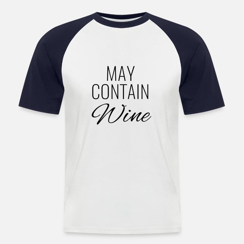 May Contain Wine - Männer Baseball-T-Shirt - Weiß/Navy