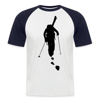 freeride skiing - Men's Baseball T-Shirt - white/navy - Front - Nik (191cm)