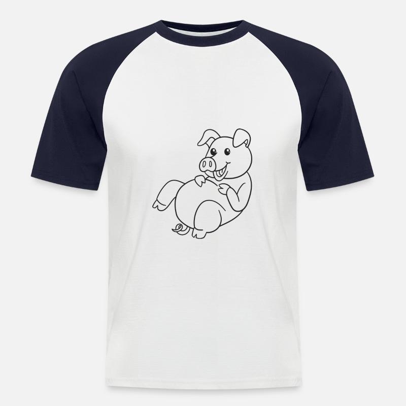 Schwein, Schweine, Geschenk, Geschenkidee - Männer Baseball-T-Shirt - Weiß/Navy