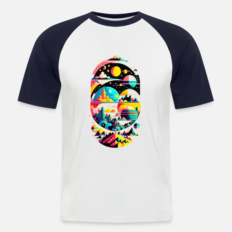 Cosmic Landscape 02 - Männer Baseball-T-Shirt - Weiß/Navy