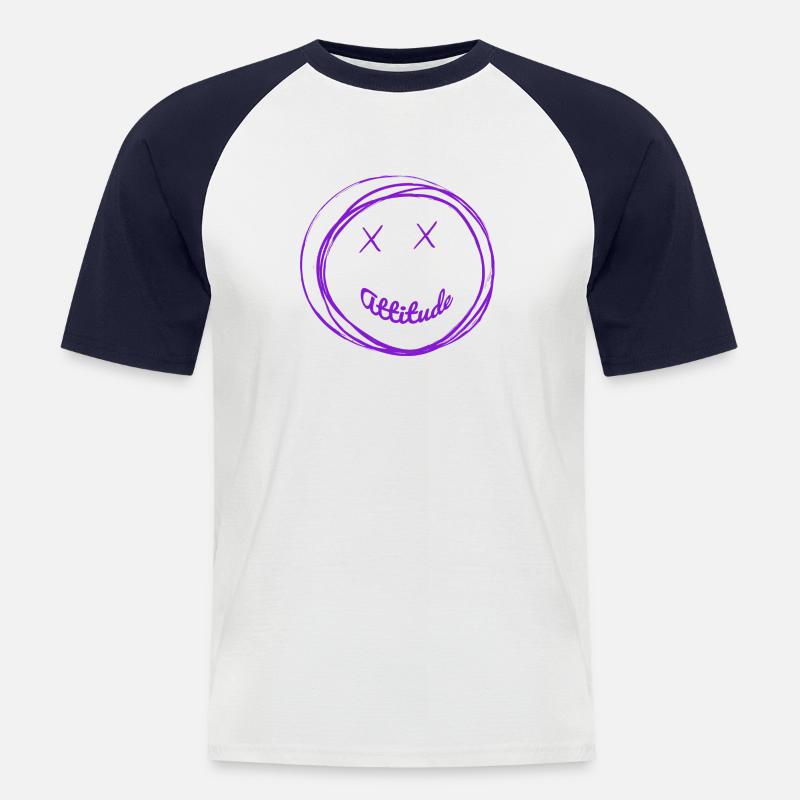 PurpleSmiley - Männer Baseball-T-Shirt - Weiß/Navy