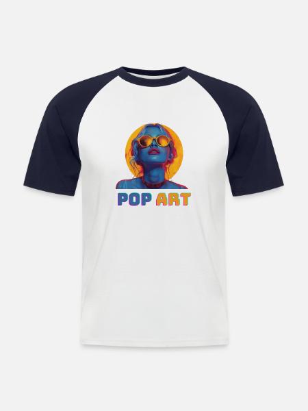 Pop Art - Männer Baseball-T-Shirt - Weiß/Navy