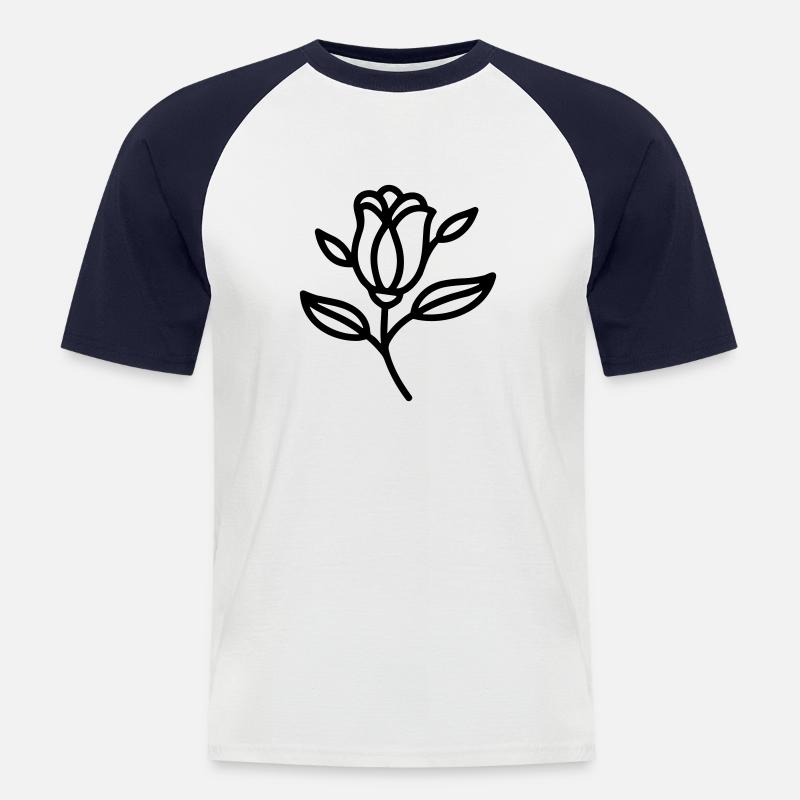 Rosa Blume - Männer Baseball-T-Shirt - Weiß/Navy