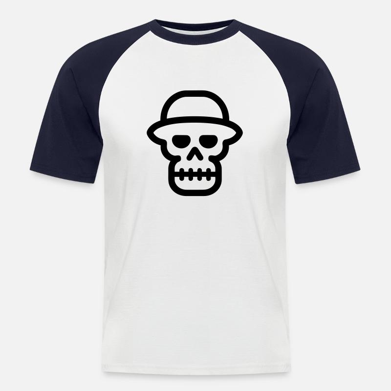 Schädel - Männer Baseball-T-Shirt - Weiß/Navy