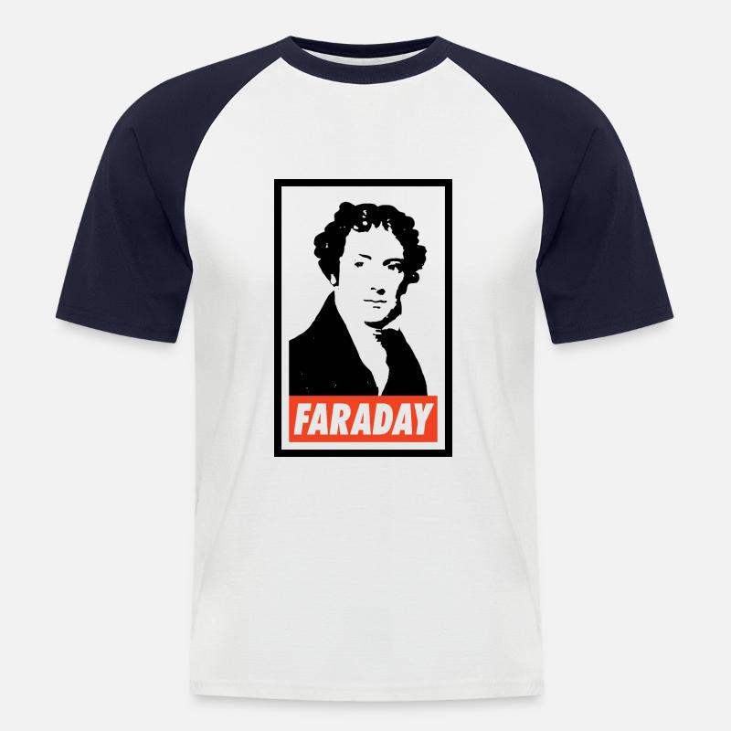 Michael Faraday - Männer Baseball-T-Shirt - Weiß/Navy